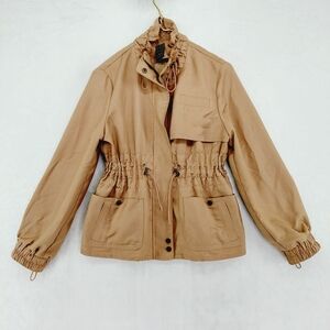Due PerDue Briwn Waist Drawcord Pockets Casual Jacket P4716